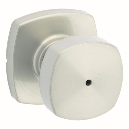 Kwikset Arroyo Knob with Midtown Rose Privacy Door Lock with 6AL Latch and RCS Strike Satin Nickel Finish 730AYKMDT-15